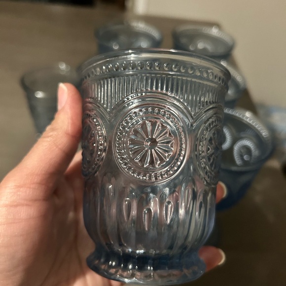 Elegant Blue Glass Goblet Set - Picture 4 of 7